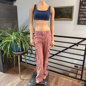 Sanctuary Y2K Strappy Cargo Pants in Ash Rose Pink Utility Wide Leg Pockets - 28